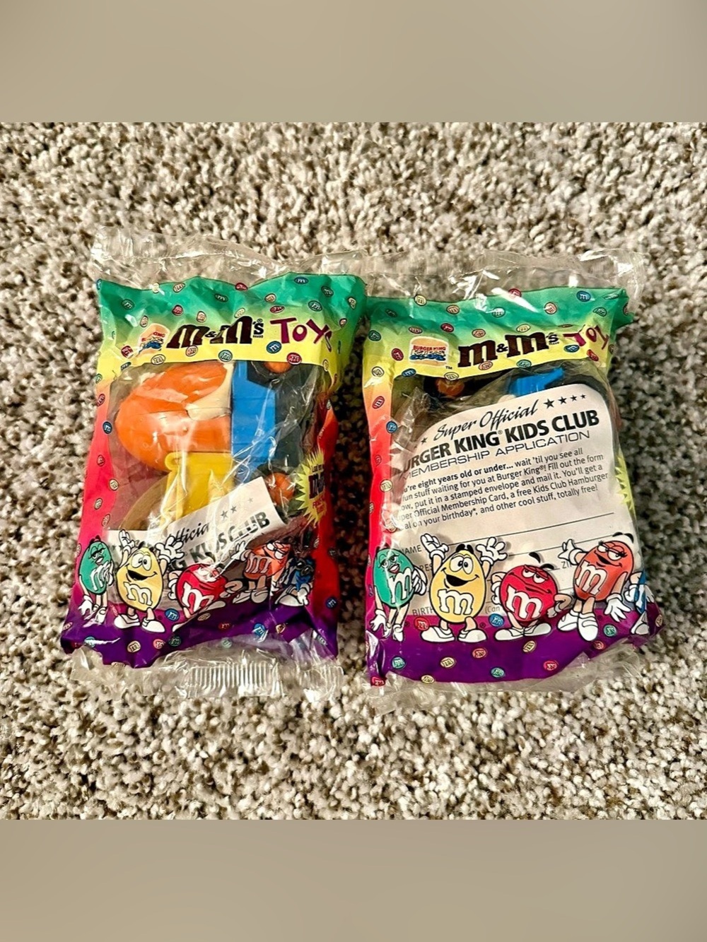 M&M Burger King Toys Lot of 2 1996 Orange Candy Characters Vintage Promo NIP
